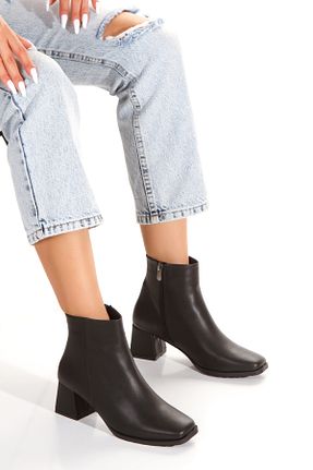 بوت / نیم بوت مشکی زنانه چرم مصنوعی KAYRA VARDAR SHOES - کد 876960731