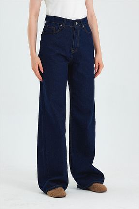 شلوار جین سرمه ای زنانه پاچه پهن MODA - کد 876958189
