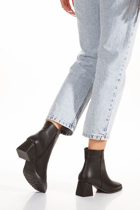 بوت / نیم بوت مشکی زنانه چرم مصنوعی KAYRA VARDAR SHOES - کد 876960731