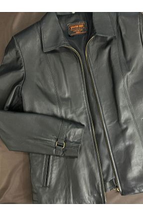 کاپشن مشکی زنانه چرم خالص Şahan Deri Denizli - کد 877065565