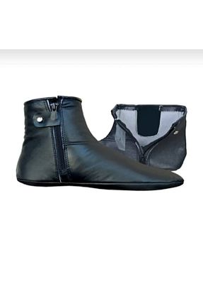 بوت / نیم بوت مشکی زنانه چرم خالص Özkan Ayakkabı - کد 877070794