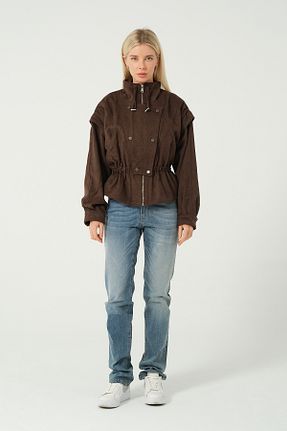 پالتو پشمی قهوه ای زنانه Bomber eva clothing - کد 877070806