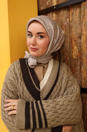 روسری قهوه ای پلی استر Silk Home - کد 877074287