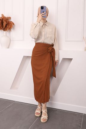 دامن حجاب قهوه ای زنانه رگولار İmajButik - کد 835707848
