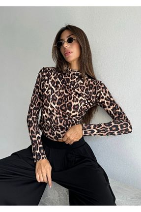 بلوز قهوه ای زنانه پلنگی CATTLEYAS - کد 877134432