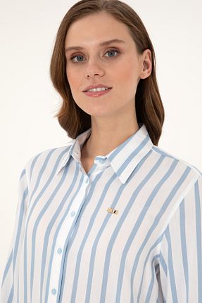پیراهن آبی زنانه یقه دکمه دار U.S. Polo Assn. - کد 877117564