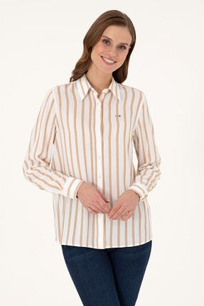 پیراهن سفید زنانه یقه پیراهنی U.S. Polo Assn. - کد 877118145