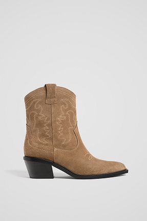 بوت / نیم بوت بژ زنانه جیر Stradivarius - کد 879022280