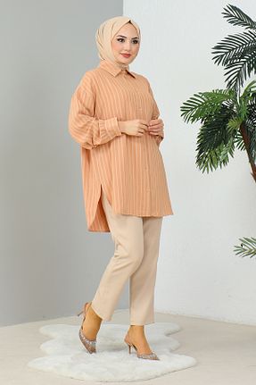 تونیک حجاب قهوه ای زنانه پنبه ای MODAQU - کد 830299732