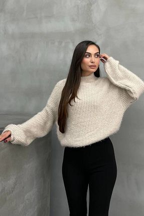 پلیور بژ زنانه بافت دار Ortaya Çık - کد 877167401