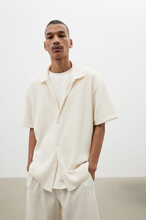 پیراهن بژ مردانه یقه پیراهنی H&M - کد 877225361