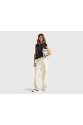 شلوار سفید زنانه پارچه United Colors of Benetton - کد 877220970