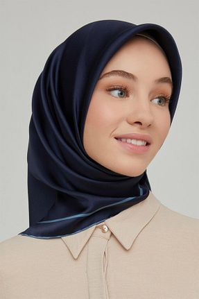 روسری سرمه ای کرپ ساتن ابریشم Armine - کد 877226064
