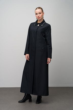 مانتو بلند حجاب سرمه ای زنانه Olcay - کد 877227483