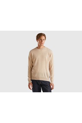 پلیور بژ مردانه ساده United Colors of Benetton - کد 877217849