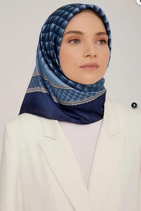روسری سرمه ای کرپ ساتن ابریشم Armine - کد 877225801