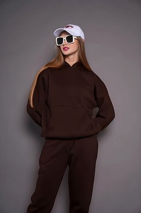 ست گرمکن قهوه ای زنانه پنبه ای YAKAMEL - کد 877236225