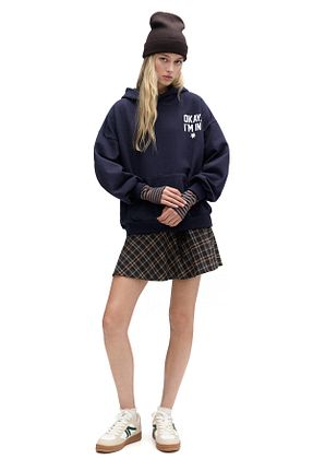سوئیشرت سرمه ای زنانه چاپی Pull & Bear - کد 883462900