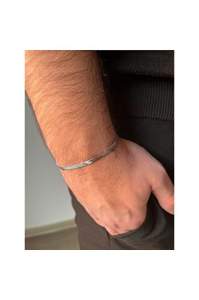 دستبند استیل (فولاد) طوسی زنانه استیل ضد زنگ AS.CO DESIGN - کد 877242713