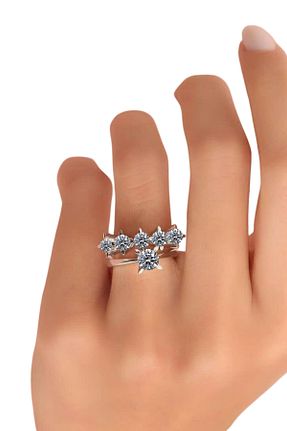 انگشتر برلیان سفید 14 عیار Crystal Diamond Zirconia - کد 877273448