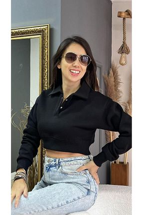 سوئیشرت مشکی زنانه چاپی KILIÇ MODA - کد 876900225