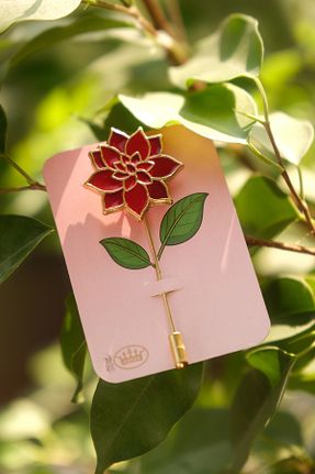سنجاق سینه قرمز زنانه فلزی Kuker Madeni Eşya - کد 806174097