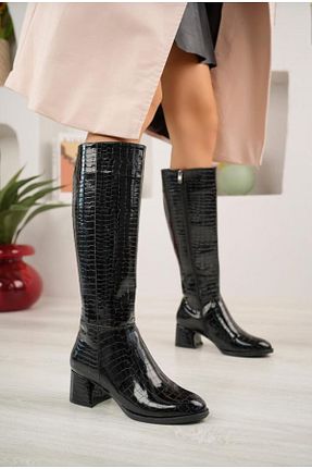 چکمه مشکی زنانه چرم مصنوعی MODA - کد 877312689