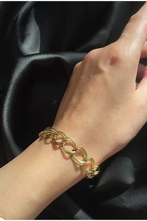 دستبند استیل (فولاد) زرد زنانه سنگ Zeyne - کد 877324075