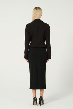 ست بالاتنه و پائین تنه مشکی زنانه بافتنی eva clothing - کد 862779018