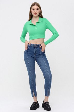 شلوار جین آبی زنانه پاچه تنگ THE BARK - کد 375570921