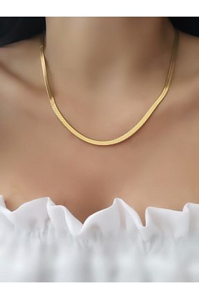 گردنبند استیل ( فولاد ) طلائی زنانه استیل ضد زنگ DEMOKAN - کد 263146744