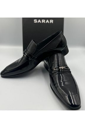 کفش کژوال مشکی مردانه چرم لاکی Sarar - کد 877420103