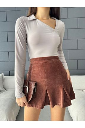 بلوز بژ زنانه ساده Fav Style - کد 877442706
