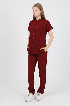 ست بالاتنه و پائین تنه زرشکی زنانه بافتنی Nevsa - کد 877434694