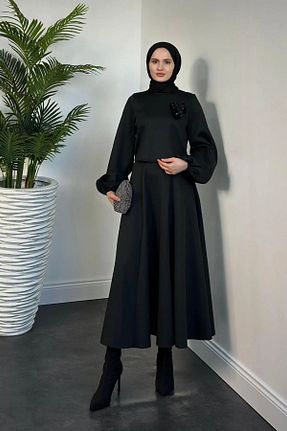 ست بالاتنه و پائین تنه مشکی زنانه بافتنی Swana - کد 877456305