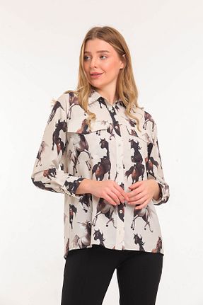 بلوز بژ زنانه طرح دار FEVER - کد 143186849