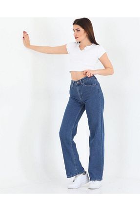 شلوار جین آبی زنانه پاچه پهن WODDİ - کد 933230749