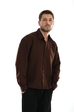 پیراهن قهوه ای مردانه اورسایز Redline - کد 876210526