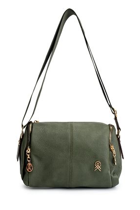 کیف دوشی خاکی زنانه چرم مصنوعی minebag - کد 877511740