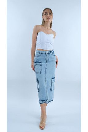 دامن آبی زنانه جین Miapiashop - کد 713136074