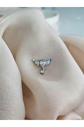 گوشواره غضروفی جواهر سفید زنانه استیل ضد زنگ Eva Takı Store - کد 877516429