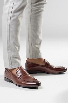کفش کلاسیک قهوه ای مردانه چرم خالص Pampa Shoes - کد 877532733