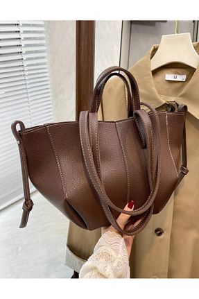 کیف دوشی قهوه ای زنانه چرم مصنوعی İAMBTŞY - کد 877560472