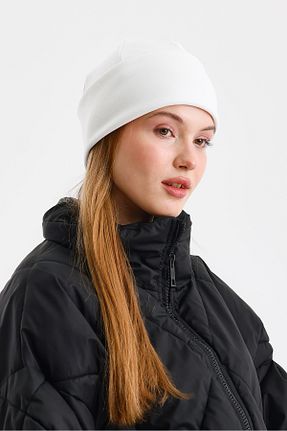کلاه پشمی سفید زنانه پنبه ای Butikgiz - کد 877560219
