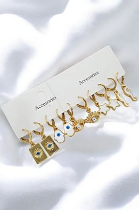 گوشواره جواهر سفید فلزی PETEK AKSESUAR - کد 527242519
