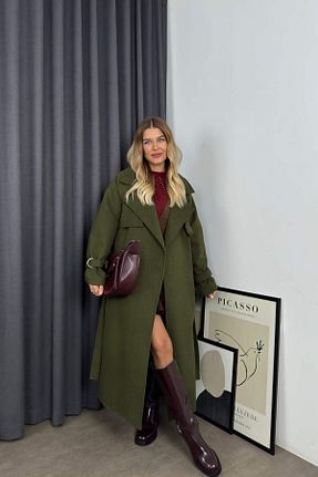 پالتو پشمی خاکی زنانه گشاد Sue Store - کد 877576135