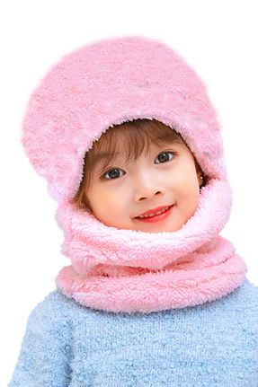 ست شال گردن و کلاه پشمی و دستکش صورتی بچه گانه خز مصنوعی Nurnivus - کد 877609658