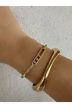 دستبند استیل (فولاد) طلائی زنانه استیل ضد زنگ MAT STORE - کد 877623189