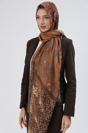 شال قهوه ای زنانه پنبه ای REMSA - کد 877624774