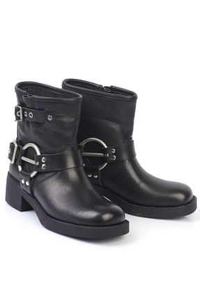 بوت / نیم بوت مشکی زنانه چرم خالص KARVENSHOES - کد 877619924